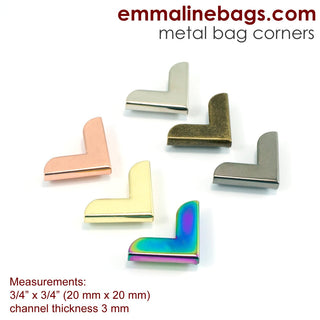 Metal Corners for Purses 3/4" x 3/4" (10 Pack) - Emmaline Bags Inc.
