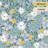 Metallic CANVAS - Blue Daisy Fields // by Rifle Paper Co. for Cotton + Steel (1/4 yard) - Emmaline Bags Inc.