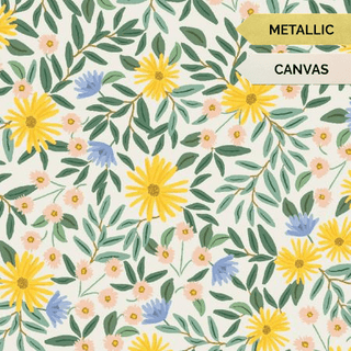 Metallic CANVAS - Cream Daisy Fields // by Rifle Paper Co. for Cotton + Steel (1/4 yard) - Emmaline Bags Inc.