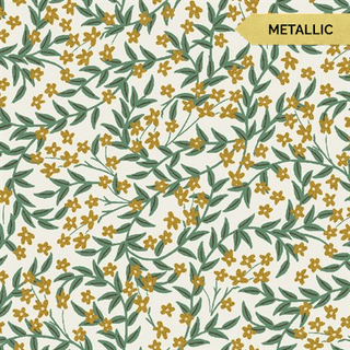 Metallic - Gold Daphne // by Rifle Paper Co. for Cotton + Steel (1/4 yard) - Emmaline Bags Inc.
