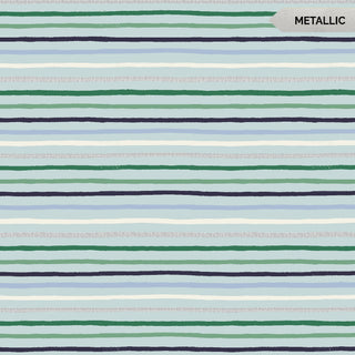 Mint Festive Stripe (Metallic) // Holiday Classics II - Rifle Paper Co. for Cotton + Steel (1/4 yard) - Emmaline Bags Inc.