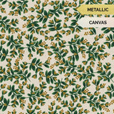 Natural Metallic Mistletoe Canvas // Holiday Classics - Rifle Paper Co. for Cotton + Steel (1/4 yard) - Emmaline Bags Inc.