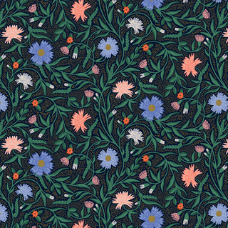 Navy Aster (Metallic) // by Rifle Paper Co. for Cotton + Steel (1/4 yard) - Emmaline Bags Inc.