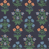 Navy Mughal Rose Canvas // Rifle Paper Co. for Cotton + Steel (1/4 yard) - Emmaline Bags Inc.