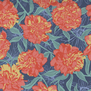 Navy Peony Blooms // Garden Society for Moda (1/4 yard) - Emmaline Bags Inc.