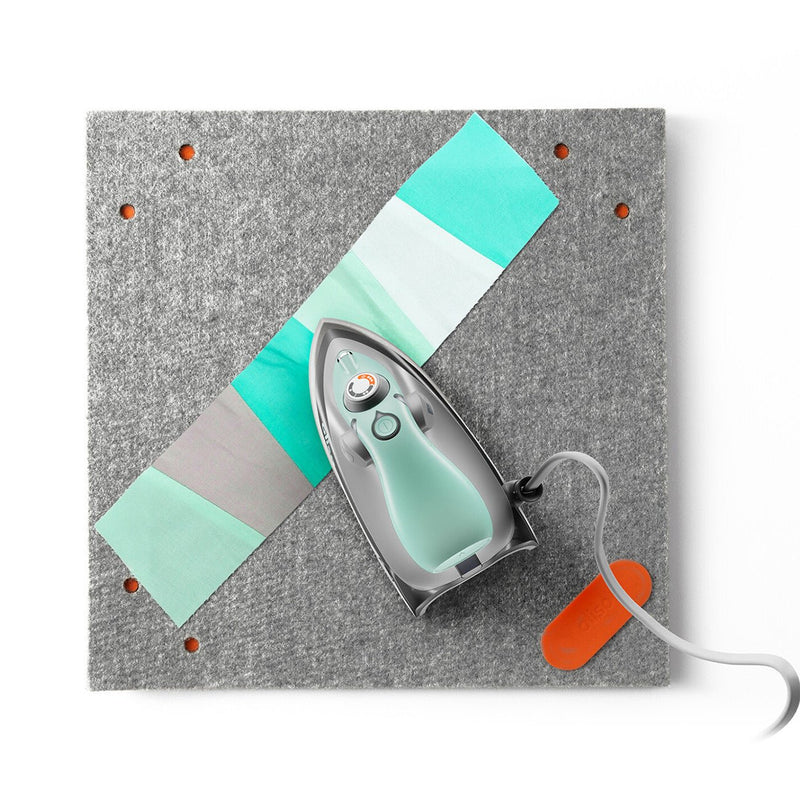 NEW!! Aqua // Oliso Mini Iron with Trivet & LED Light - Emmaline Bags Inc.