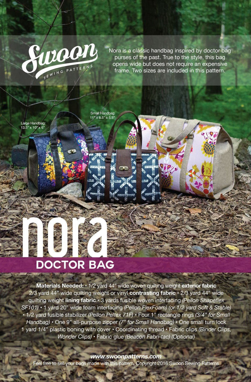 Nora Doctor Bag by Swoon Sewing Patterns (Printed Paper Pattern) - Emmaline Bags Inc.