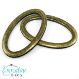 Oval Bag Handles - (SCREW IN) - Antique Brass Finish - Emmaline Bags Inc.