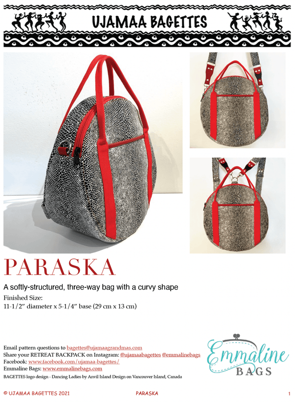 PDF - Paraska & Rock Strap by UJAMAA BAGETTES | 2 pattern bundle - Emmaline Bags Inc.