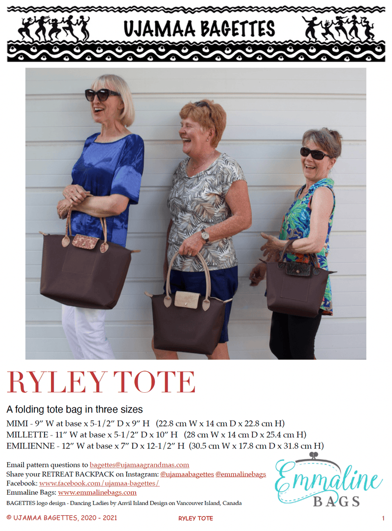 PDF - Ryley Tote by UJAMAA BAGETTES - Emmaline Bags Inc.