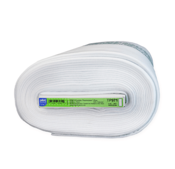 Pellon Thermolam Plus Fleece, Fusible White TP971F - 1/2 YARD - Emmaline Bags Inc.