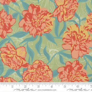 Pistachio Peony Blooms // Garden Society for Moda (1/4 yard) - Emmaline Bags Inc.