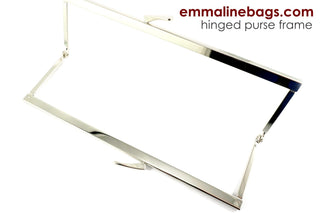 Rectangular, Hinged Purse Frame 8" x 2.5" - Nickel - Emmaline Bags Inc.