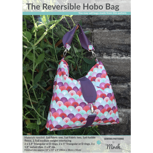 Reversible Hobo Bag by Sewing Patterns by Mrs H Printed Paper Pattern Emmaline Bags Inc