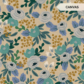 Rosa Blue Canvas // by Rifle Paper Co. for Cotton + Steel (1/4 yard) - Emmaline Bags Inc.