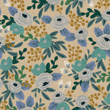 Rosa Blue Canvas // by Rifle Paper Co. for Cotton + Steel (1/4 yard) - Emmaline Bags Inc.