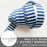 Sew Hungry Hippie | Striped Seatbelt Webbing 1" (25mm) Wide (5 Yards) - Emmaline Bags Inc.