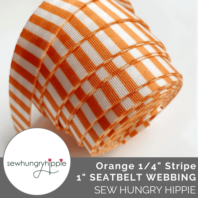Sew Hungry Hippie | Striped Seatbelt Webbing 1" (25mm) Wide (5 Yards) - Emmaline Bags Inc.