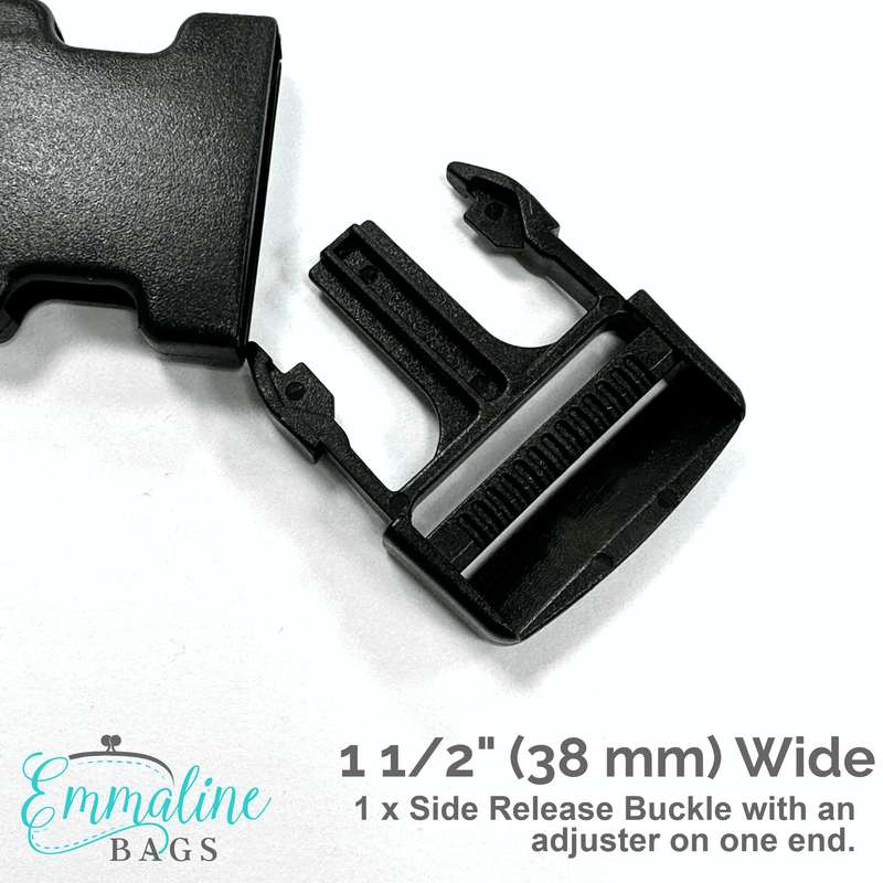 Side Release Buckle with Adjuster - Black Plastic 1 1/2 (38mm
