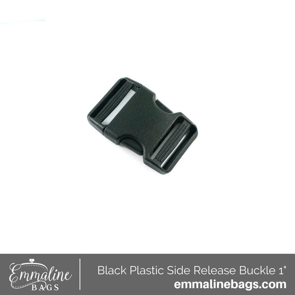 Side Release Buckle with Adjuster - Black Plastic 1" (25mm) - 1 per Pack - Emmaline Bags Inc.