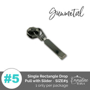 **SINGLE** Slider with RECTANGLE DROP Pull - SIZE#5 (1 ONLY)
