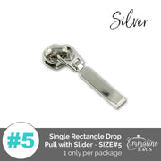 **SINGLE** Slider with RECTANGLE DROP Pull - SIZE#5 (1 ONLY)