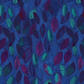 Small Tossed Leaf in Dark Blue // Prismatics by Bernartex - (1/4 yard) - Emmaline Bags Inc.