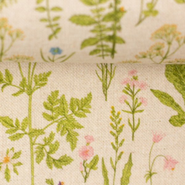 Spring Green Flower Stems (Linen Like) • (1/4 yard) - Emmaline Bags Inc.