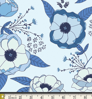 Sprinkled Peonies Azul // True Blue by Maureen Cracknell for Art Gallery Fabrics - (1/4 yard) - Emmaline Bags Inc.