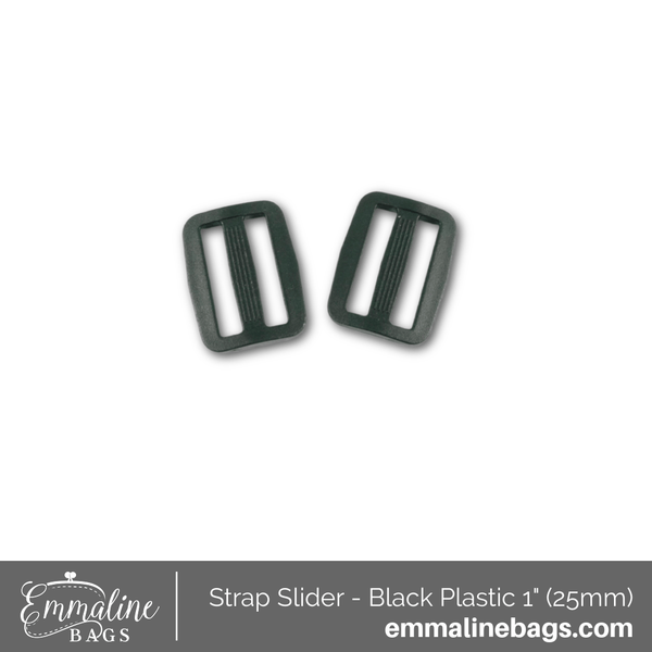 Strap Slider - Black Plastic 1" (25mm) - 2 Pack - Emmaline Bags Inc.