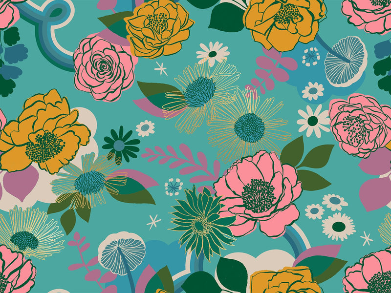 Succulent Meander (Metallic) • Reverie by Ruby Star Society for Moda (1/4 yard) - Emmaline Bags Inc.
