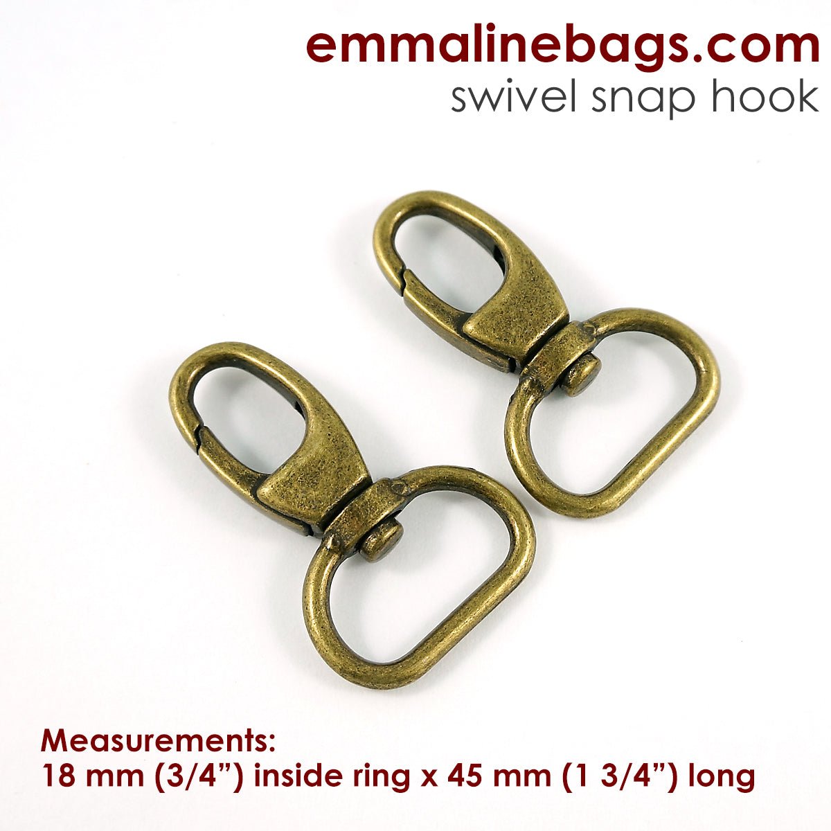Swivel Snap Hooks: Flat Hook Profile - 3/4(18mm) - Gunmetal finish - 2 Pack