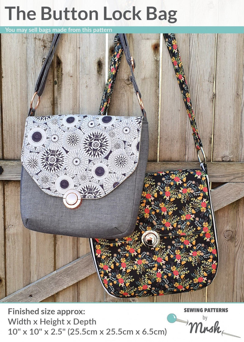 The Button Lock Bag by Sewing Patterns by Mrs H (Printed Paper Pattern) - Emmaline Bags Inc.