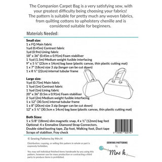 The Companion Carpet Bag by Sewing Patterns by Mrs H (Printed Paper Pattern) - Emmaline Bags Inc.