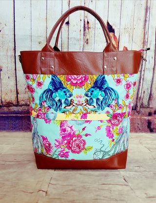 The Waterlily Waxed Canvas Tote by Blue Calla Sewing Patterns (Printed Paper Pattern) - Emmaline Bags Inc.
