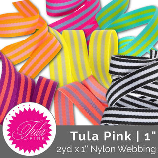 Tula Pink | Striped Nylon Webbing 1" (25mm) Wide (2 Yards) - Emmaline Bags Inc.