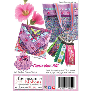 Tula Pink Tiny Beasts Glimmer Designer Ribbon Pack - Emmaline Bags Inc.