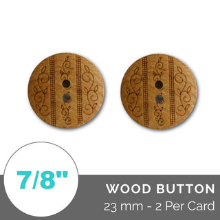 Viney Wood button - 2 Hole // 23 mm (2 per card) - Emmaline Bags Inc.