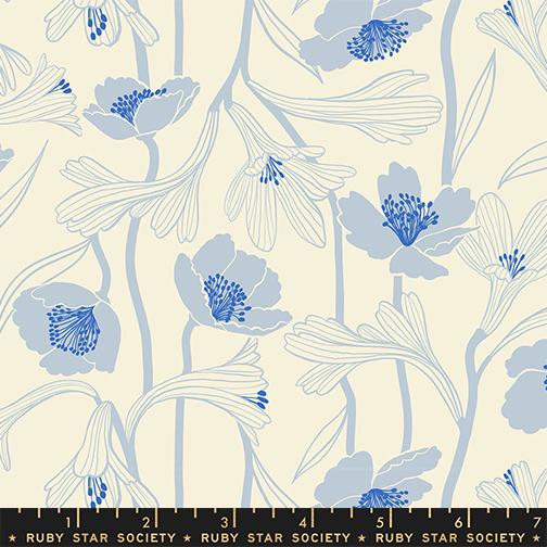 Water Flowers on Natural // Water by Ruby Star Society (1/4 yard) - Emmaline Bags Inc.