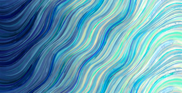 Watercolor Wave Ombre in BLUE // Gradients Auras by Moda (1/4 yard) - Emmaline Bags Inc.