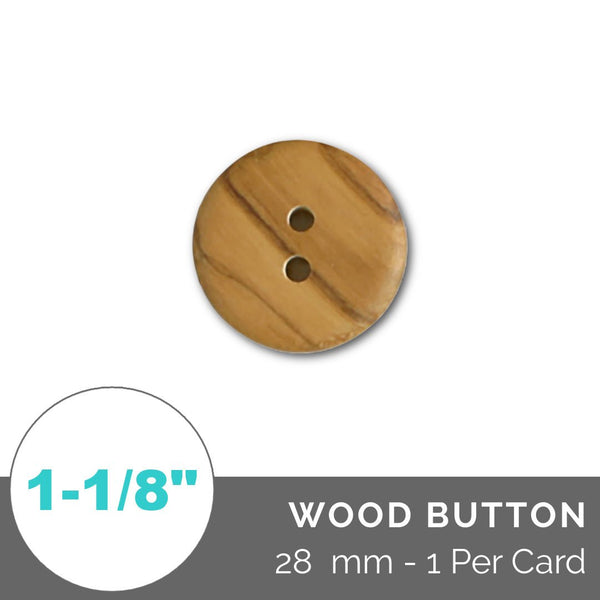 Wood button - 2 Hole // 28 mm (1 per card) - Emmaline Bags Inc.