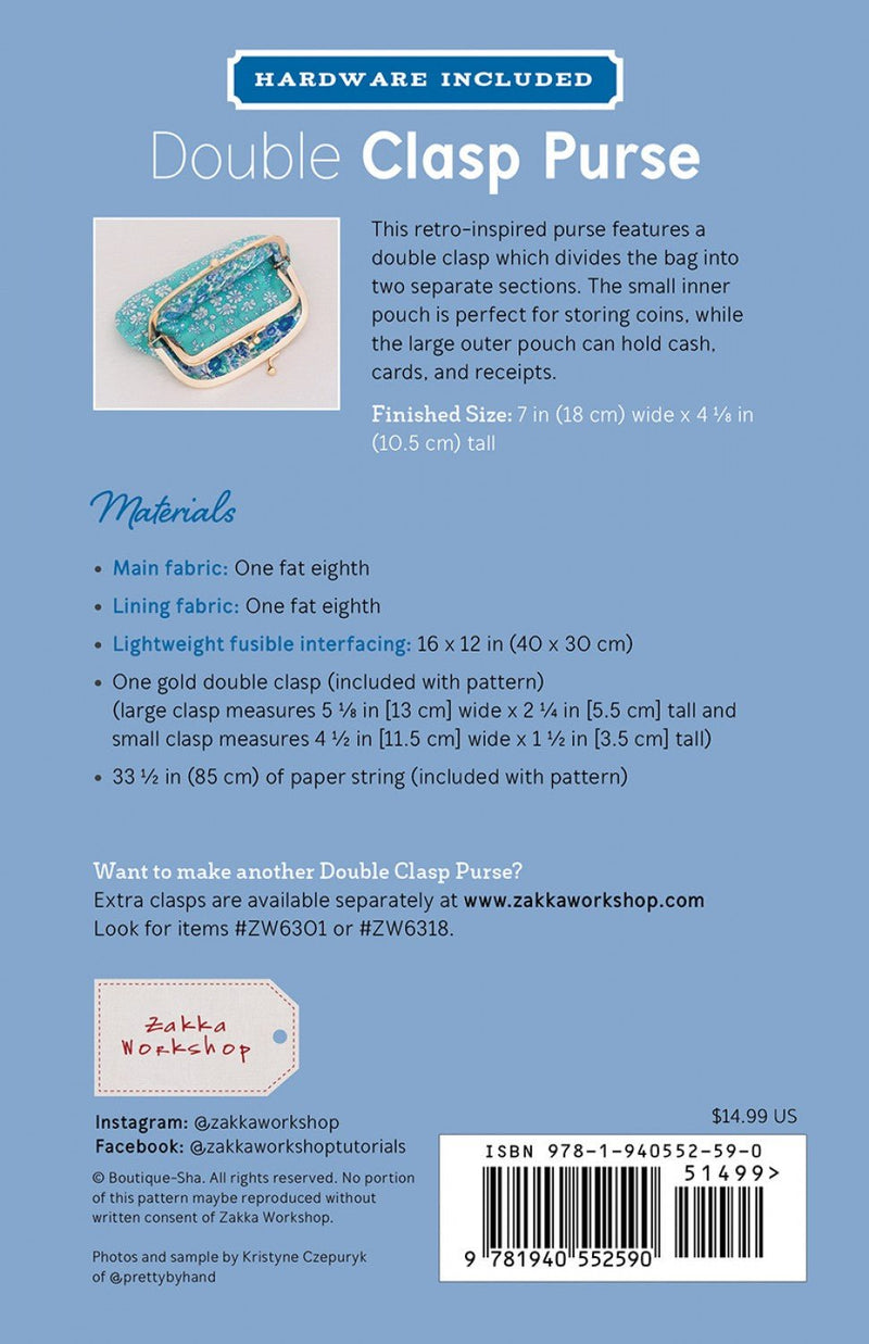Zakka Workshop - Double Clasp Purse Kit - Emmaline Bags Inc.